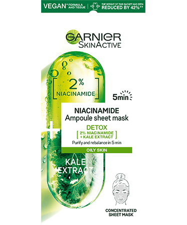Υφασμάτινη Μάσκα Προσώπου Detox με Νιασιναμίδη & Kale