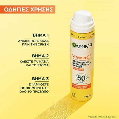 Vitamin C Over Make Up Mist Προσώπου - Οδηγίες Χρήσης
