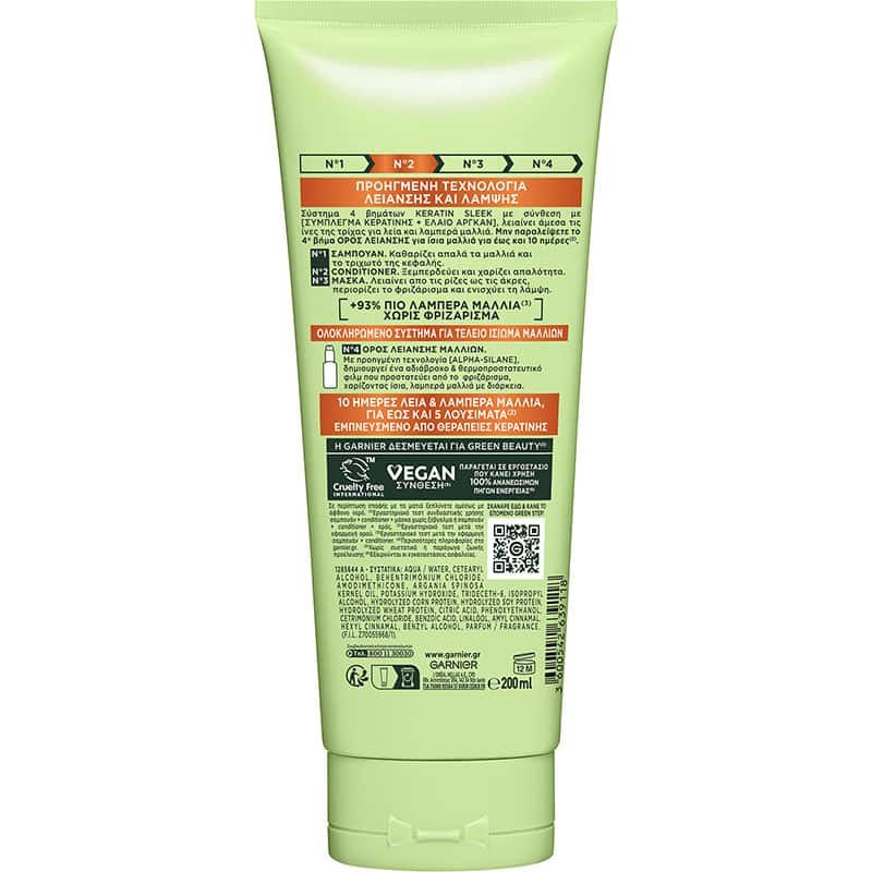 Keratin Sleek Conditioner Λείανσης & Λάμψης Μαλλιών Προϊόν από Πίσω