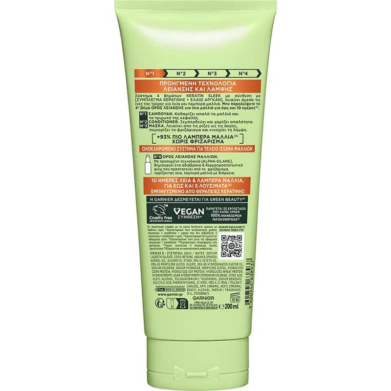 Keratin Sleek Σαμπουάν Λείανσης & Λάμψης Πίσω Πλευρά