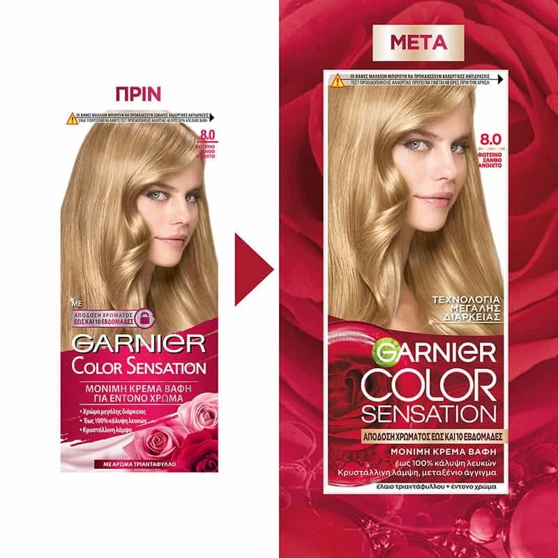 ΒΑΦΗ ΜΑΛΛΙΩΝ COLOR SENSATION 8.0 Φωτεινό Ξανθό Ανοιχτό