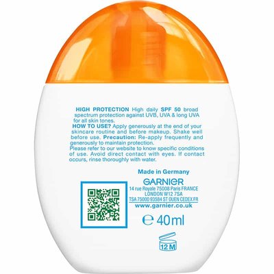Garnier Water Fluid SPF50 συστατικά
