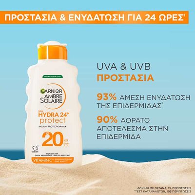 Hydra 24H Αντηλιακό Γαλάκτωμα με SPF20 για Προστασία και Ενυδάτωση
