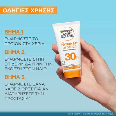 Αντηλιακό Γαλάκτωμα Σώματος Hydra24 με SPF30 - Travel Size - Οδηγίες Χρήσης